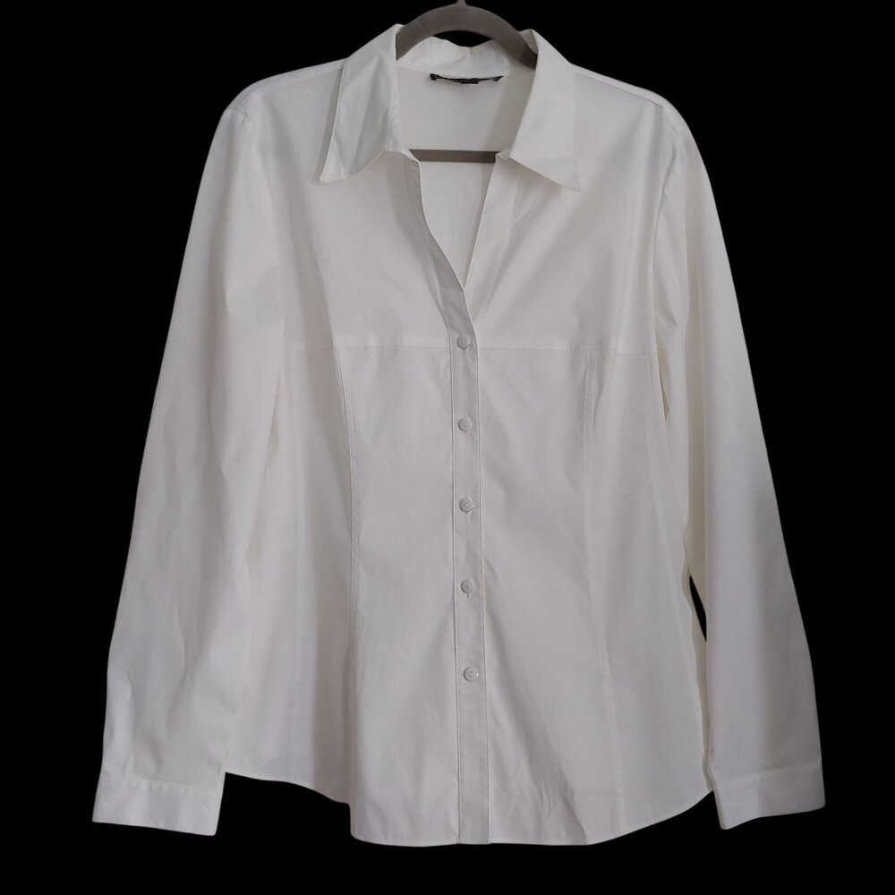 Lafayette 148 Crisp White Button Down Shirt Poplin Minimalist Staple Piece 12
